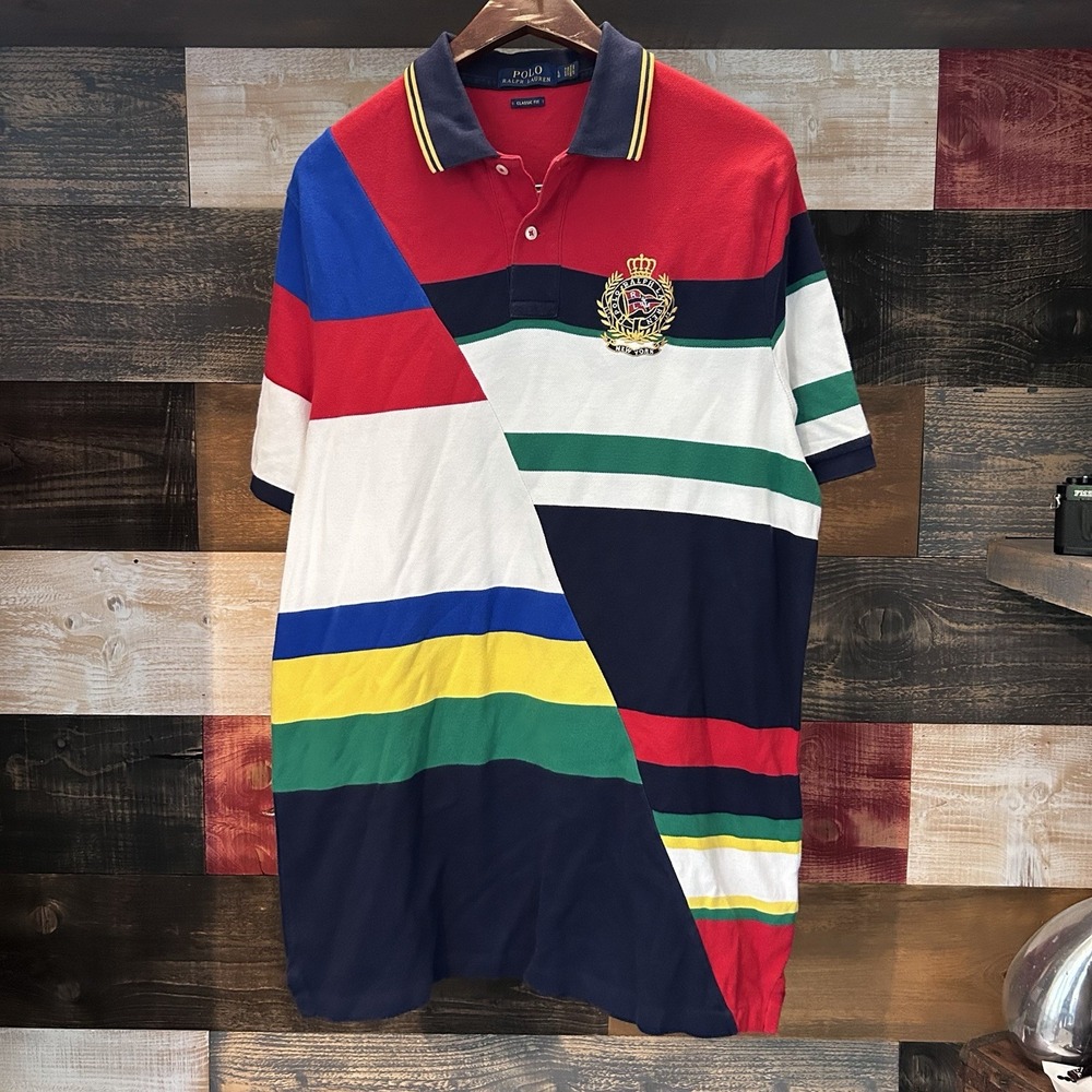 Polo Ralph Lauren Diagonal Cut Navy Polo Exclusive Limited Large New York